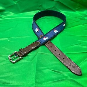 Vineyard Vines Santa Whale Canvas Boy's Belt Blue Moonshine Size 32